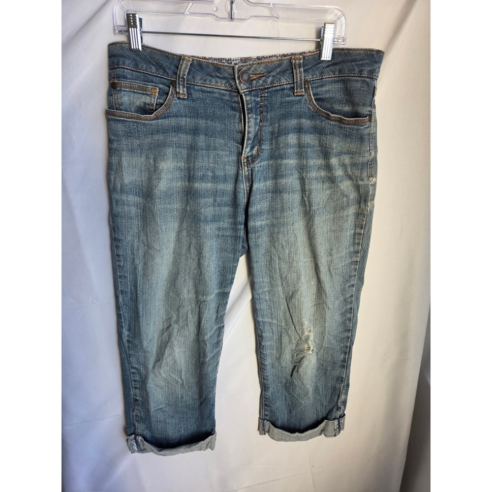 Faded Glory Capri Jeans Womens Blue Medium Wash Regular Mid Straight